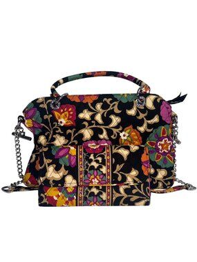 Vera Bradley Quilted Bag & Wallet Retired Suzani Pattern Chain Strap Design